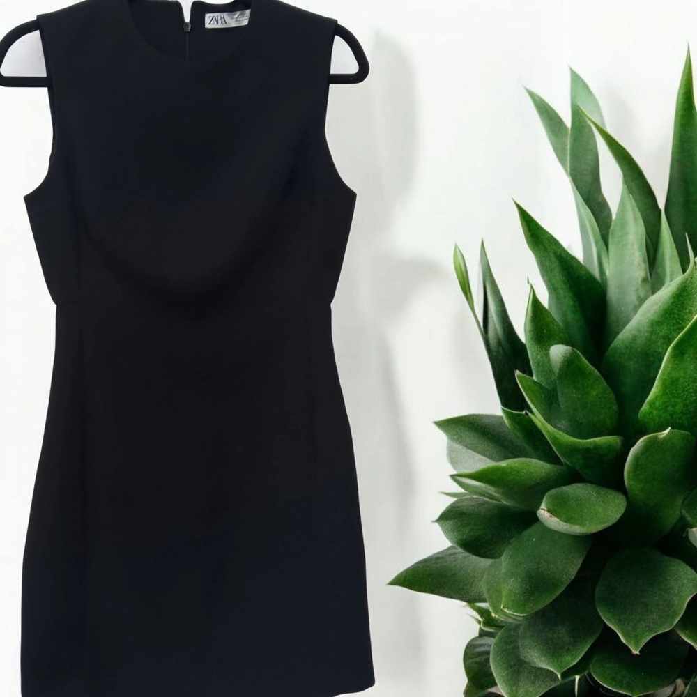 Zara Black Mock Neck Sheath Mini Dress